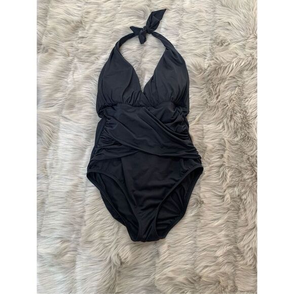 La Blanca black halter one piece swimsuit Size 10 - Picture 1 of 5